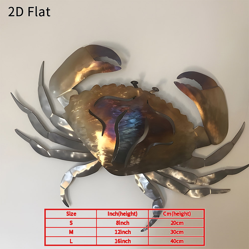 TEMU 2d Flat - 1pc Crab Metal Wall Art 2d Flat Rustic Coastal Decor Heavy Duty Waterproof Iron Plaque For Beach Room Garden Patio Indoor Outdoor