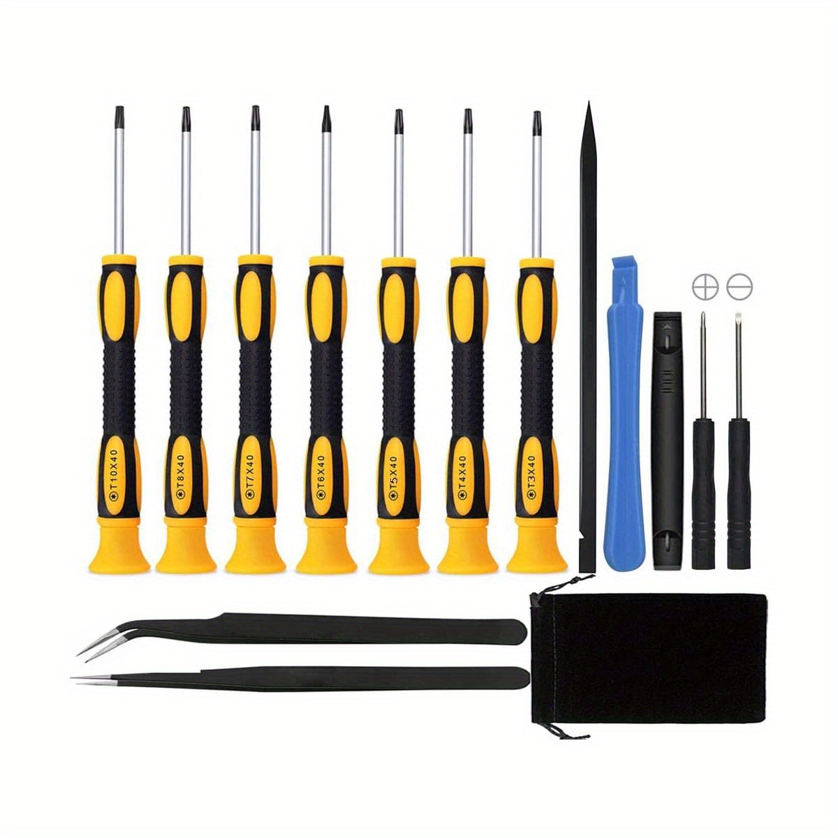 15-in-1 torx screwdriver set with t3, t4, t5,  , t8, t10 security screwdrivers and esd tweezers - magnetic precision repair kit for  , for iphone, ps4, macbook, watch, electronics - durable metal construction, no power required, screwdriver set|magnetic screwdrivers|durable construction, screwdriver set for electronics repair with phillips   tips   tool, precision screwdriver set, tool set, screw driver set Product details 0