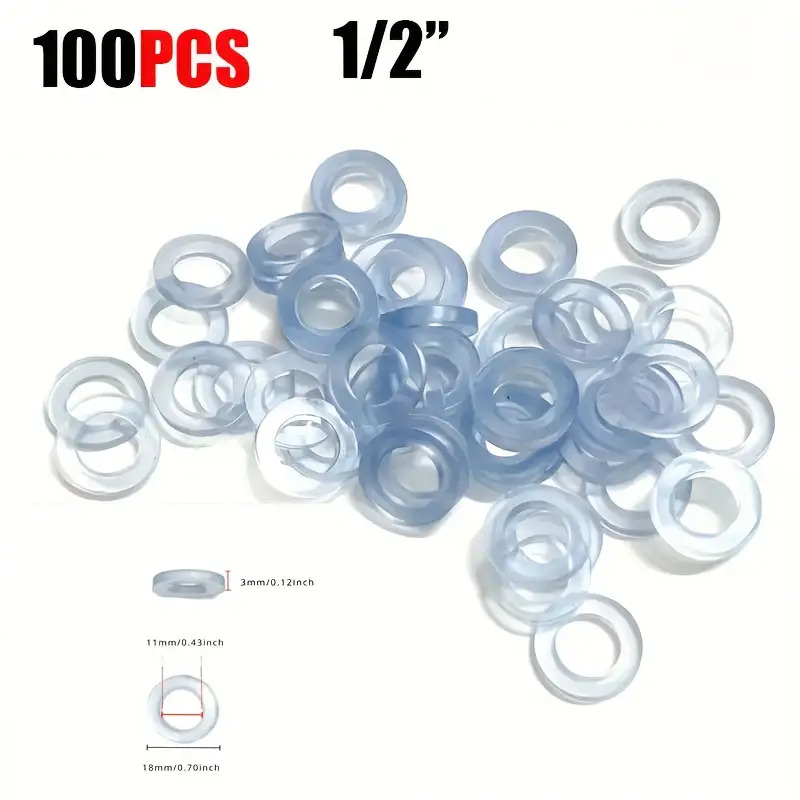 Image of 100pcs Transparent Silicone Sealing Gaskets, 1/2 Inch Diameter - Suitable For Hot And Cold Water Pipes, Anti-leakage Applications, Durable And Reliable Connection, Home Decoration Gasket