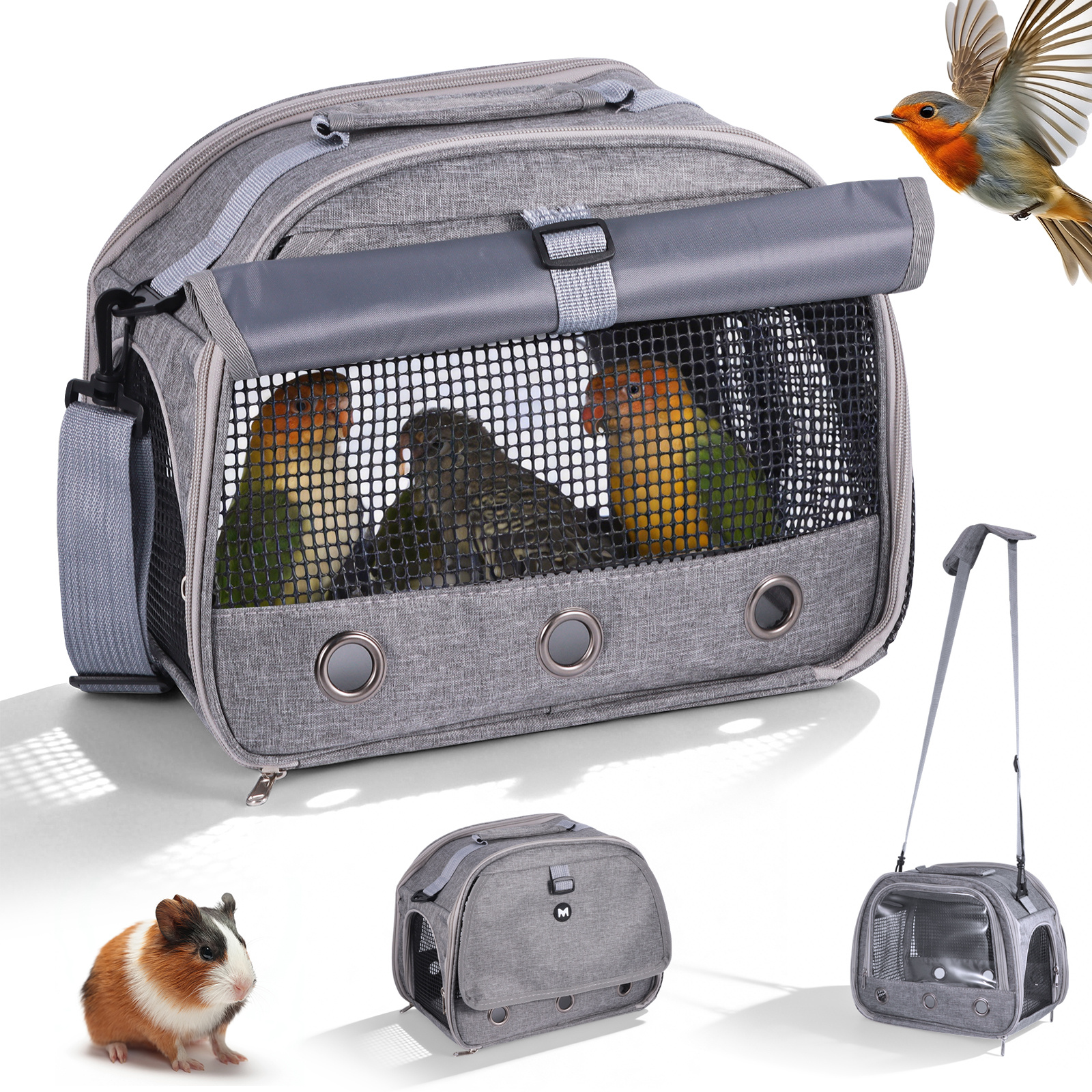 Image of Bird Travel Carrier, Breathable Collapsible Small Bird Carrier Travel Bag For Parrot Parakeet Small Animals For Travel Hiking Camping