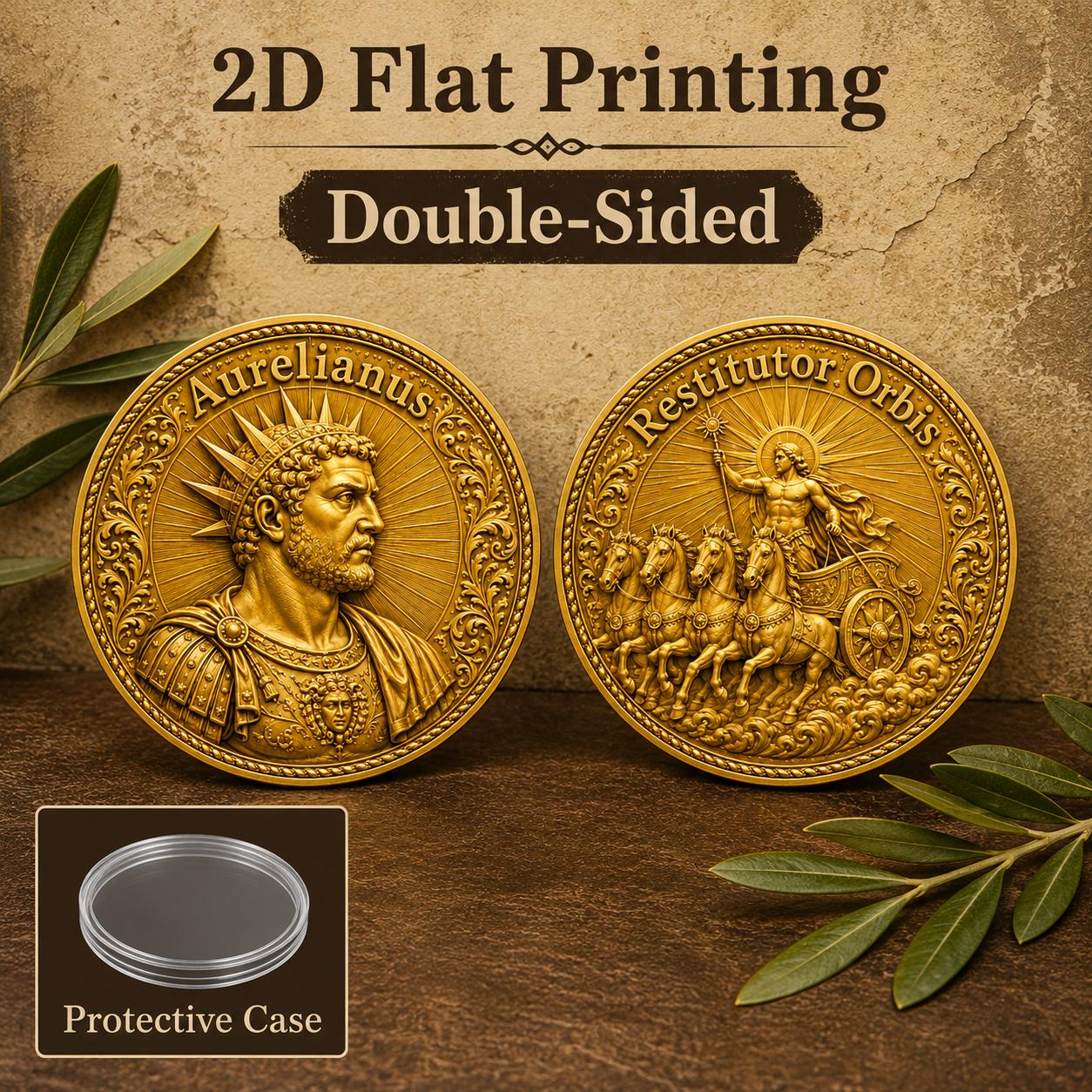 TEMU 2d Flat, 1pc, (1.57" X 1.57''), Double-sided Design Commemorative Coin, Four-horse Chariot Embossed Travel Collectible Art Coin, Living Room