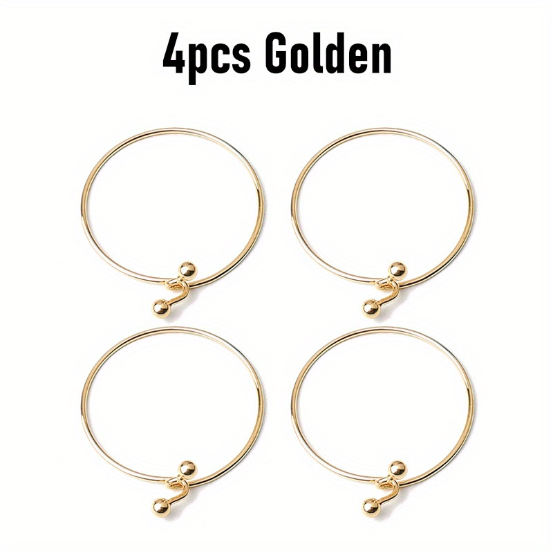 4pcs Classic Minimalist Metal Decorative Curtain Hooks, Quick Design, , Suitable For Living Room, Office, Home Decoration, Kitchen Arrangement Decoration, Elegant Ring Design
