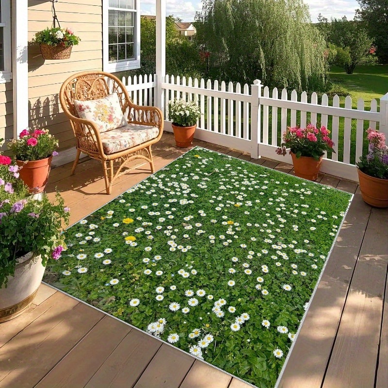 TEMU A Lightweight, Non-slip Outdoor Rug With A Floral Pattern, Easy To Clean And Manage, Suitable For Summer And Autumn, Perfect For Rvs, Decks,