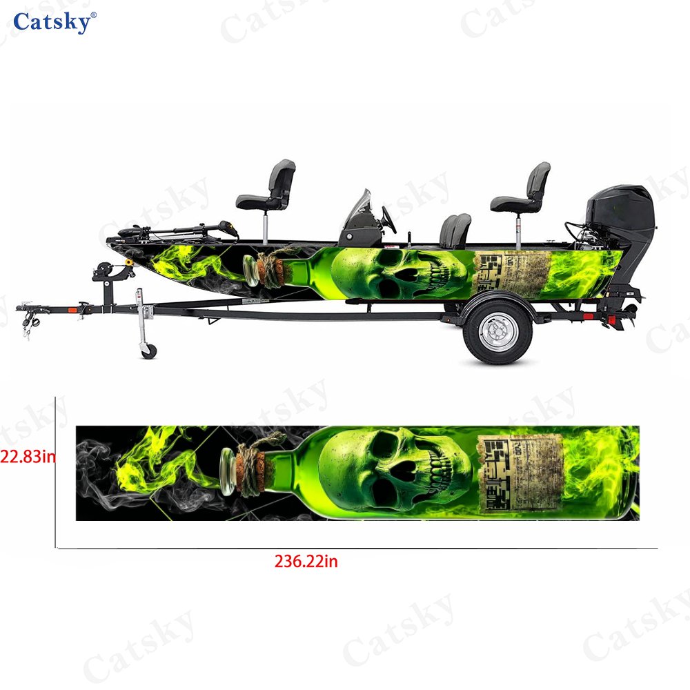 2pcs 2D Flat Stylish Fluorescent Skull in Bottle Hull Stickers