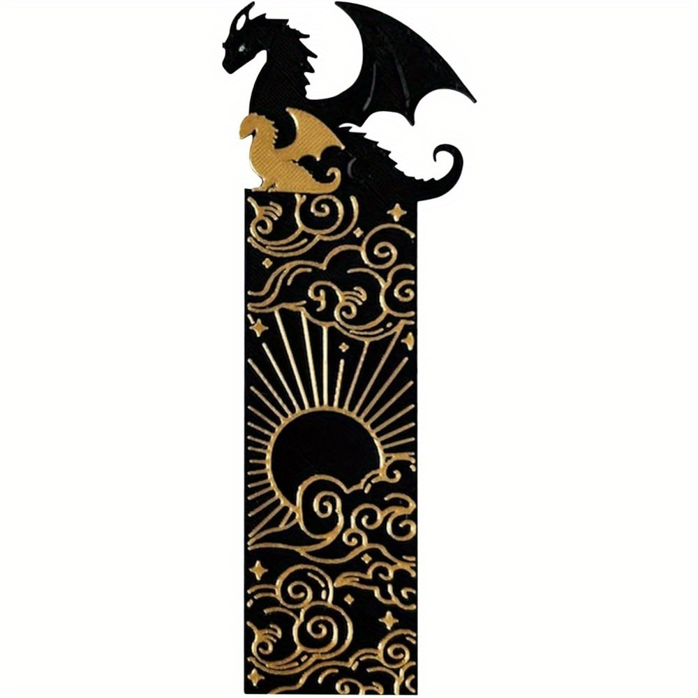 1pc 2d Flat Printed Dragon-shaped Acrylic Bookmark, Black And Sun Cloud Bookmark, Four-wing Bookmark Double-sided Cool Bookmark, Bookworm Boys And Girls Book Additions