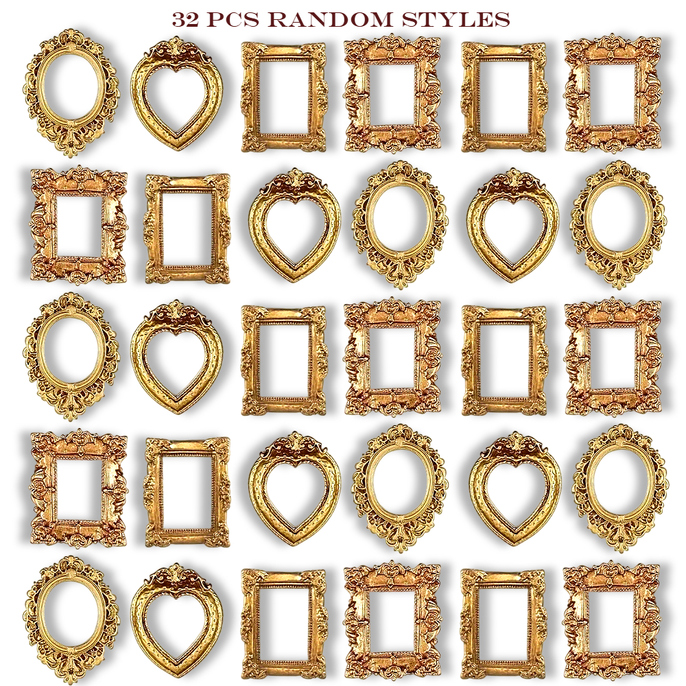TEMU Set di 32 mini cornici per foto in stile retr簷 casuale | Piccolo portagioielli in resina, mini espositore rettangolare, gancio da parete, fai da