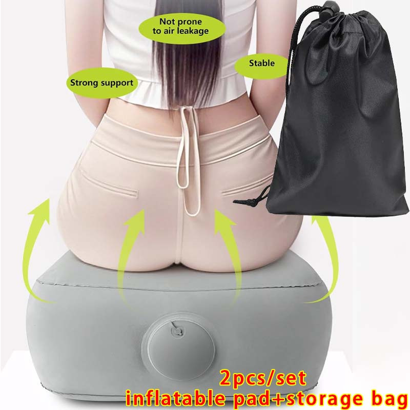 TEMU 2pcs/set (inflatable Pad And Storage Bag) Travel Inflatable Foot Pad, Suitable For Airplanes, Trains, Cars, Inflatable Leg Pillow Foot Pads,