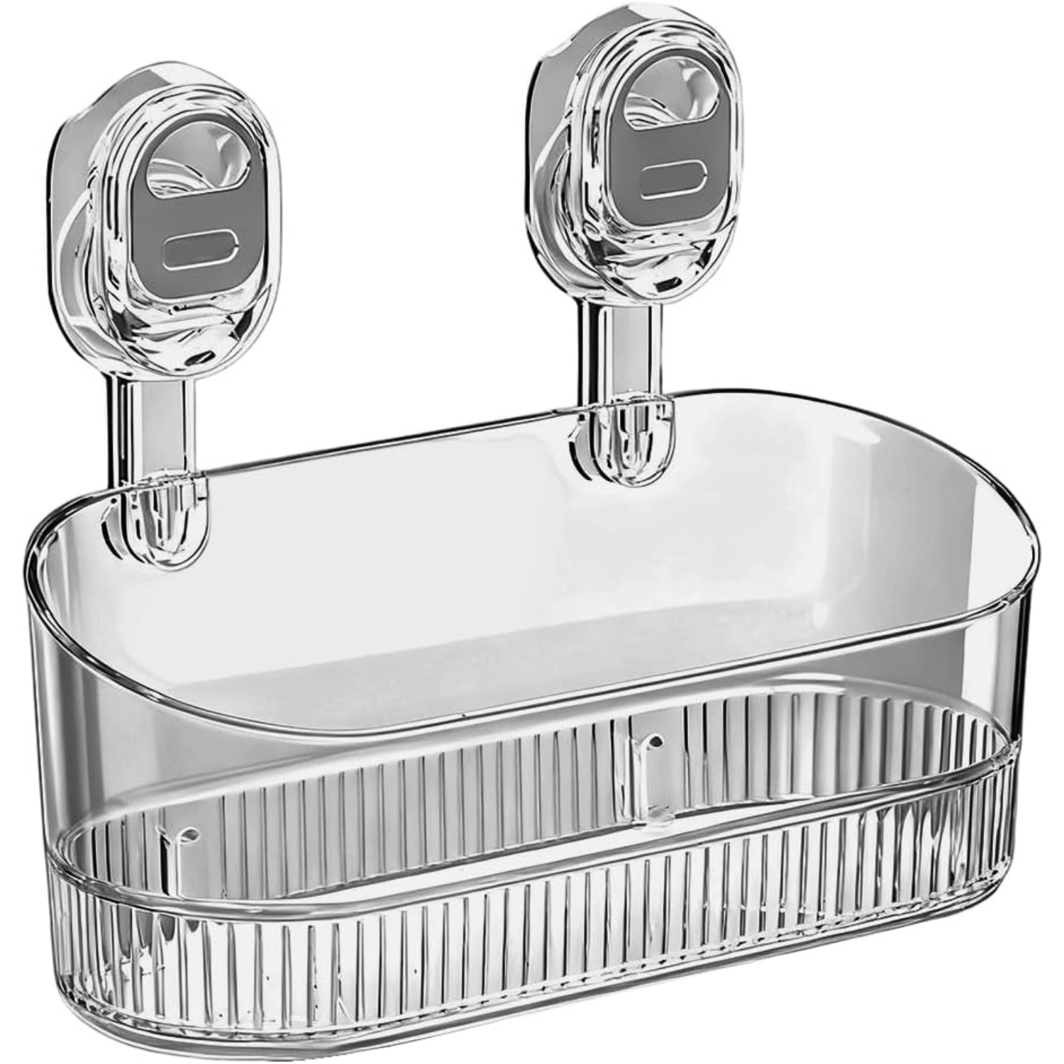 item picture suction storage box for bathrooms without drilling high capacity suction cup organizer with drainage holes detachable shower caddy for wall mounting in showers and kitchens gray