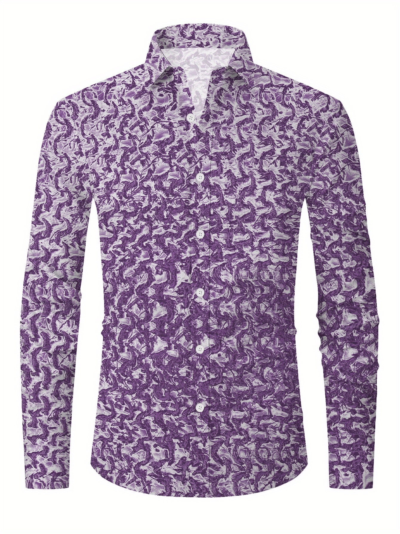 mens stylish purple floral print long sleeve shirt casual Temu