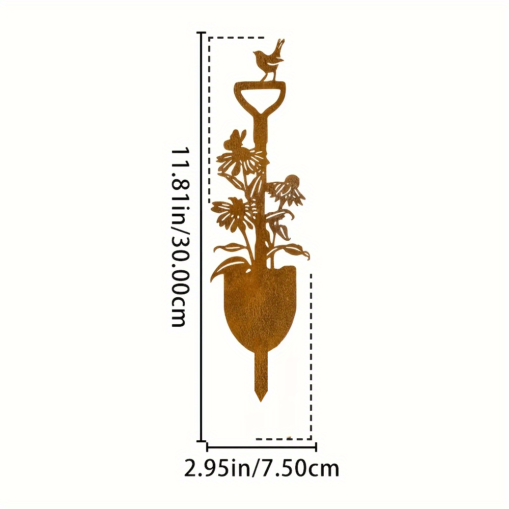 E-shop 2D Flach, 2D Flach 1 Stück Rustikaler Garten mit Vögeln Lilien Design - Outdoor Kunstdeko, Gartenstecker, - oder Terrassendekoration,