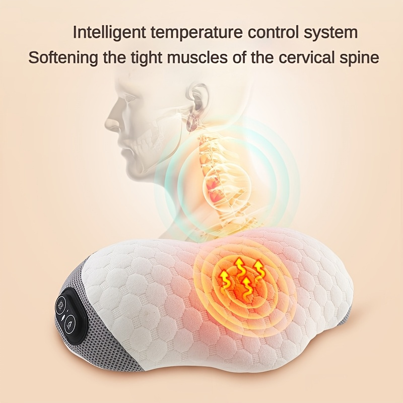 USB-Powered Memory Foam Neck Pillow with Heat and Vibration Massage | Ergonomic Hexagonal Design for Optimal Support | Breathable Fabric for Enhanced Comfort | Perfect Holiday Gift for Relaxation and Sleep Aid, Neck Support Pillow | Sleek Modern Pillow | Memory Foam Pillow