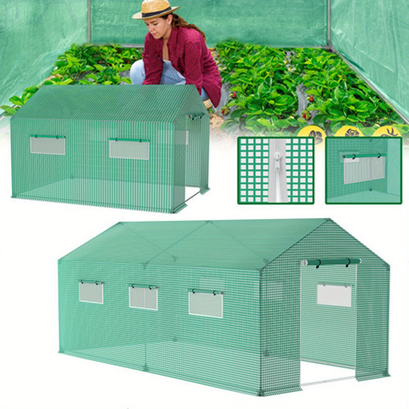 

Green Galvanized Steel Structure 3 X 2 X 2 M/4. 5 X 2 X 2 M Aluminum Foil Tent Garden Greenhouse With Window Door Greenhouse Tomato Greenhouse Greenhouse Film Greenhouse Greenhouse