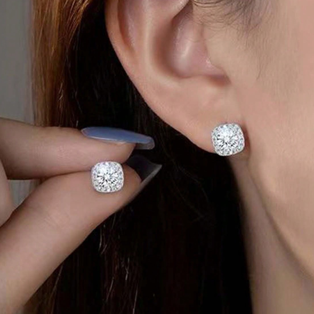 Women's 0.5/1/3 Carat Square Moissanite Earrings in 925 Silver