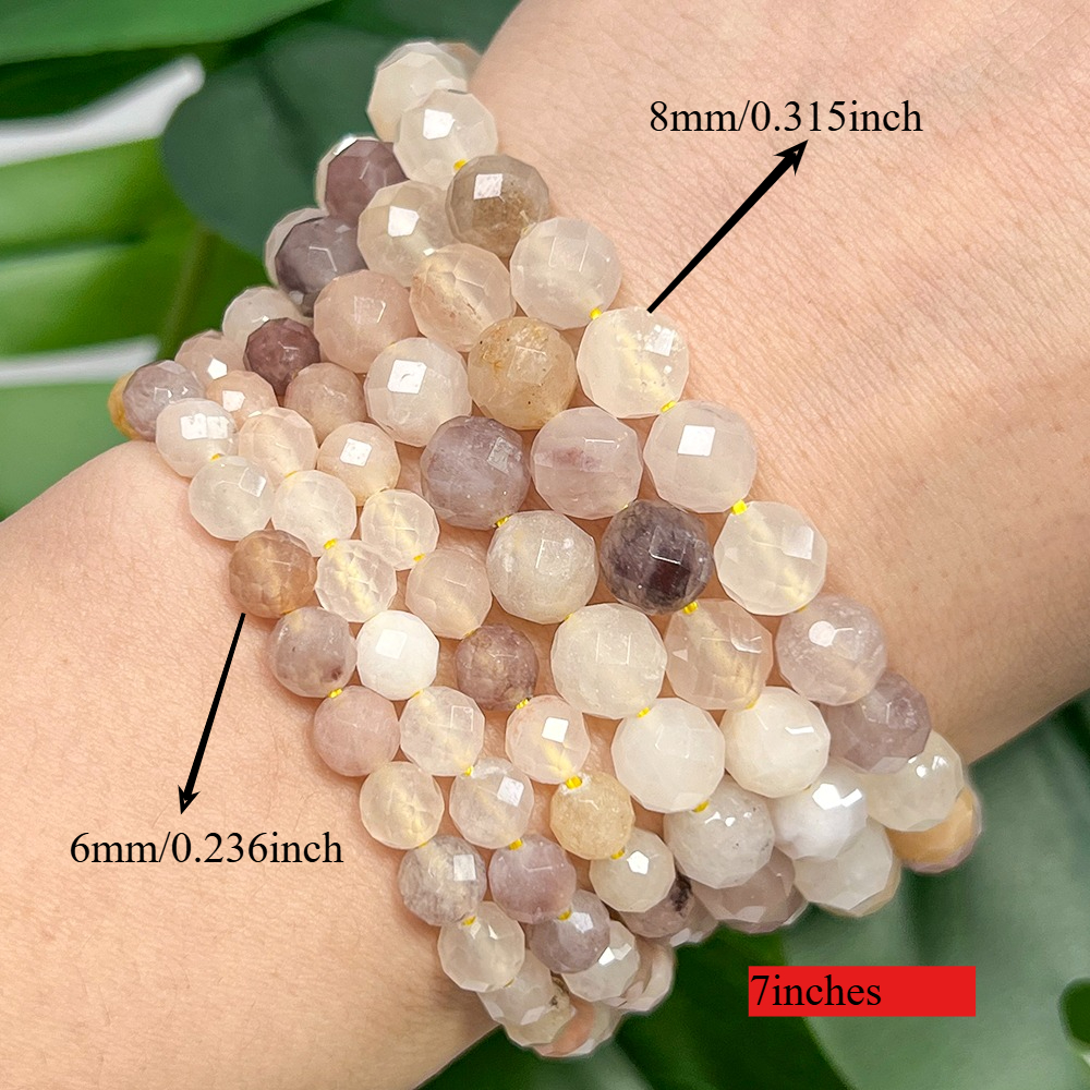 TEMU 6/8mm Natural Violet Chalcedony Stone Round Loose Spacer Beads For Jewelry Making Handmade Bracelets Necklace 7 Inches
