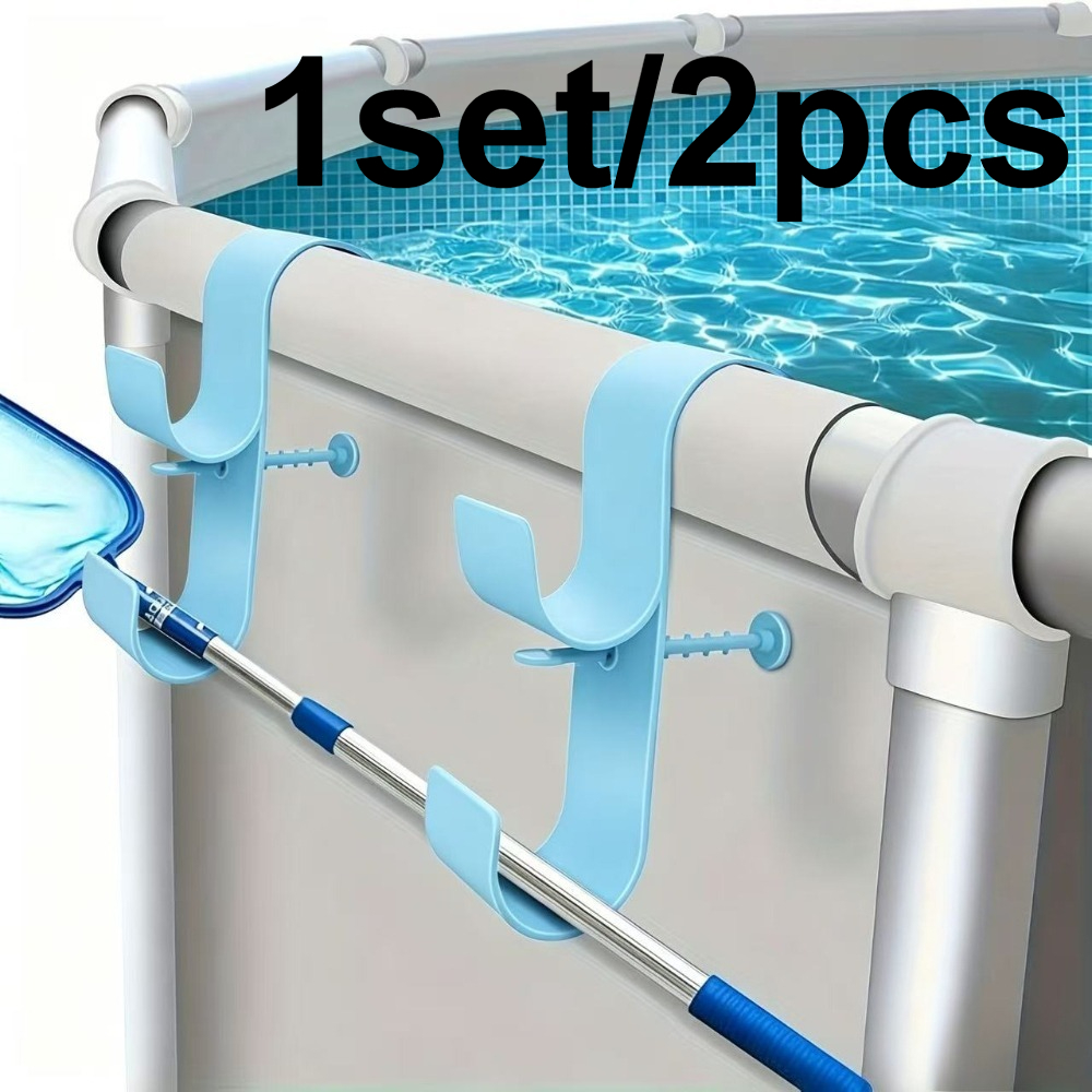 TEMU 2/4pcs Support de Poteau de Piscine Réglable - Plastique Durable, Parfait pour Piscines , Inclut Filet de Piscine et Crochet de Brosse,