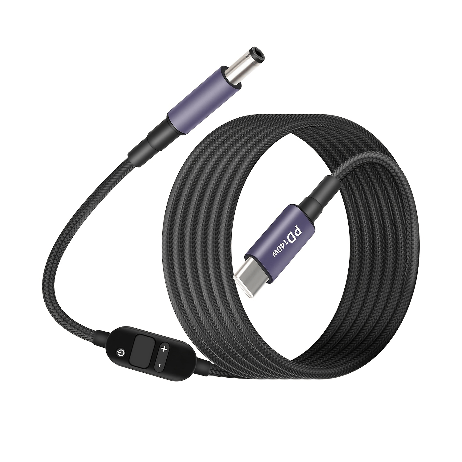 TEMU To Type-c Power Cable 5.5 X 2.5mm Compatible With 140w Pd Trigger Cable, Adjustable Voltage Digital Display Cable, Adjustable