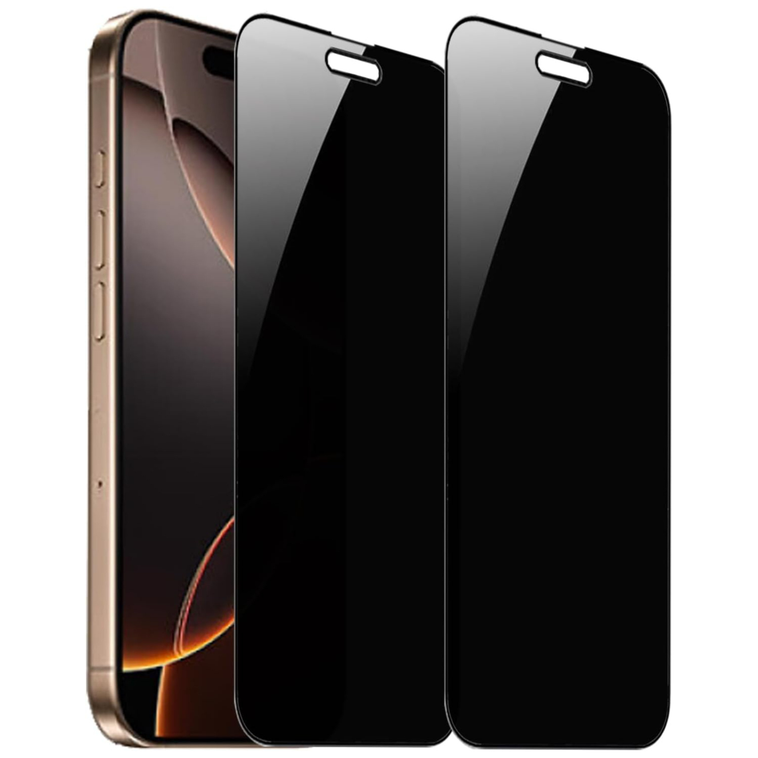 E-shop 2 Stück 360-Grad-Privatsphäre Panzerglas für 16/15/14/13/12/11 Pro Max Anti-Spionage 4-zu-1-Screen-Schutz 4 Seiten Anti-Spionage 6,9 Zoll