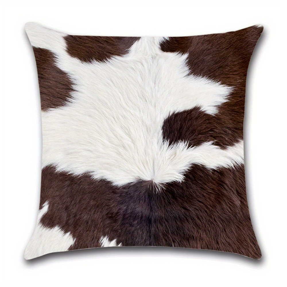 4pcs cow print spotted pattern zipper pillow covers double sided polyester brown   for living room bedroom and sofa decor no insert decorative pillows contemporary style zipper closure decorative pillows for living room Product details 4