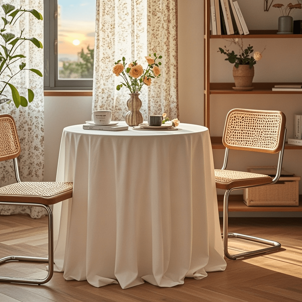 TEMU 1pc Home Indoor Round Table Decor Tablecloth, Warm Atmosphere Decoration, Round Tablecloth, Study Desk Decoration, Living Room Table Setting,