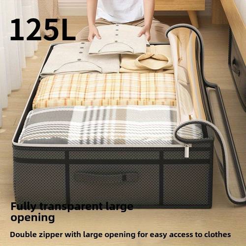 2pcs extra large under bed storage boxes thick durable non woven material dustproof moisture resistant organizer for home use space saving design with clear lid ideal for bedding linens clothes organizer storage
