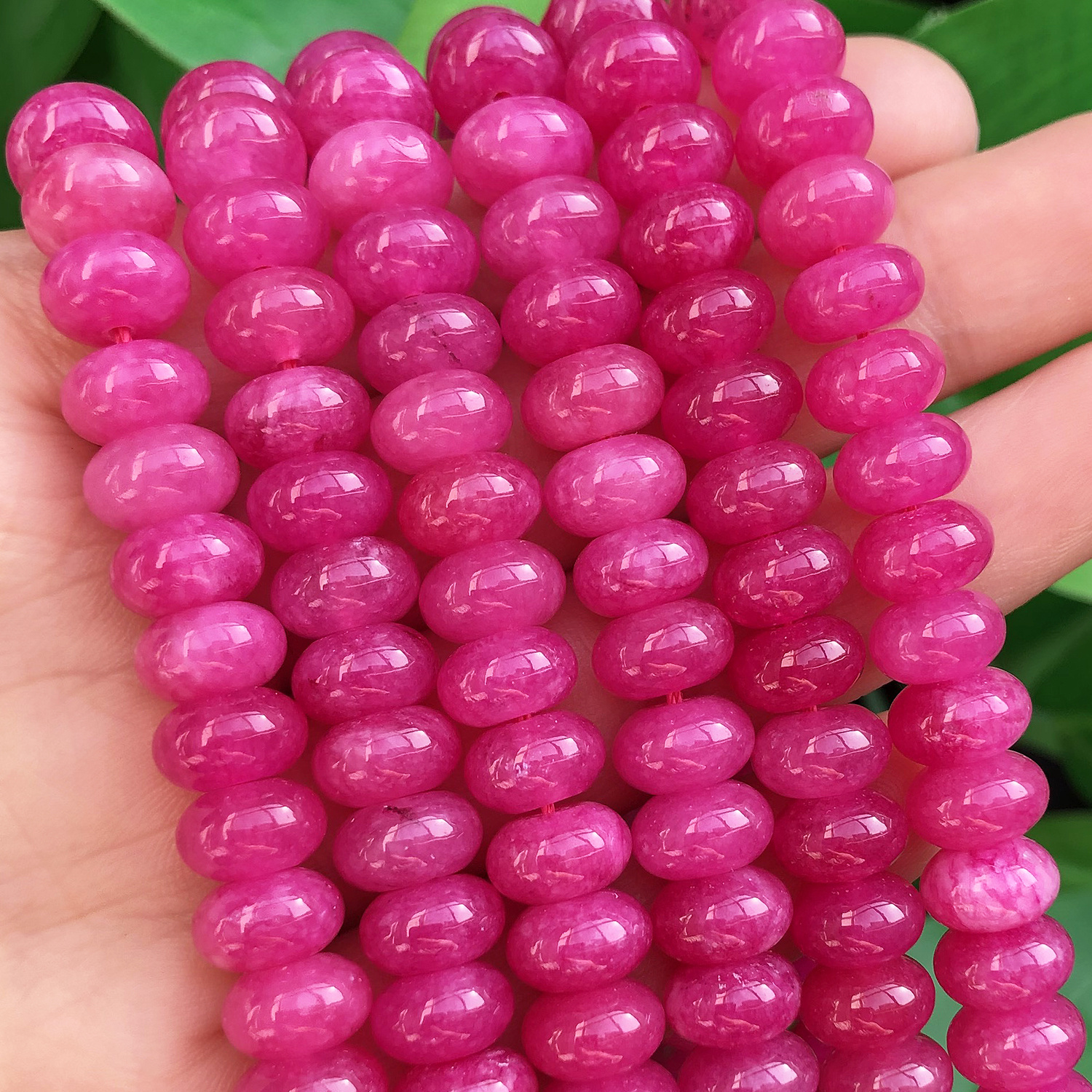 5X8Mm Natural Stone Fuschia Chalcedony Rondelle Abacus Shape Loose Spacer Beads for Jewelry Making DIY Bracelet Necklace Beads&amp;Beads Assortment