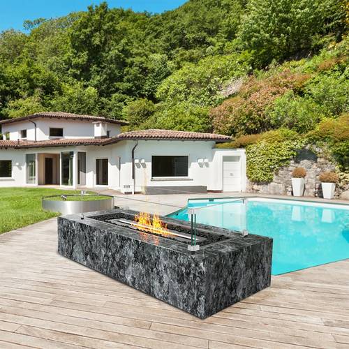 rectangular fire pit table 924x417x191mm 8mm tempered with aluminum alloy brackets feet pick
