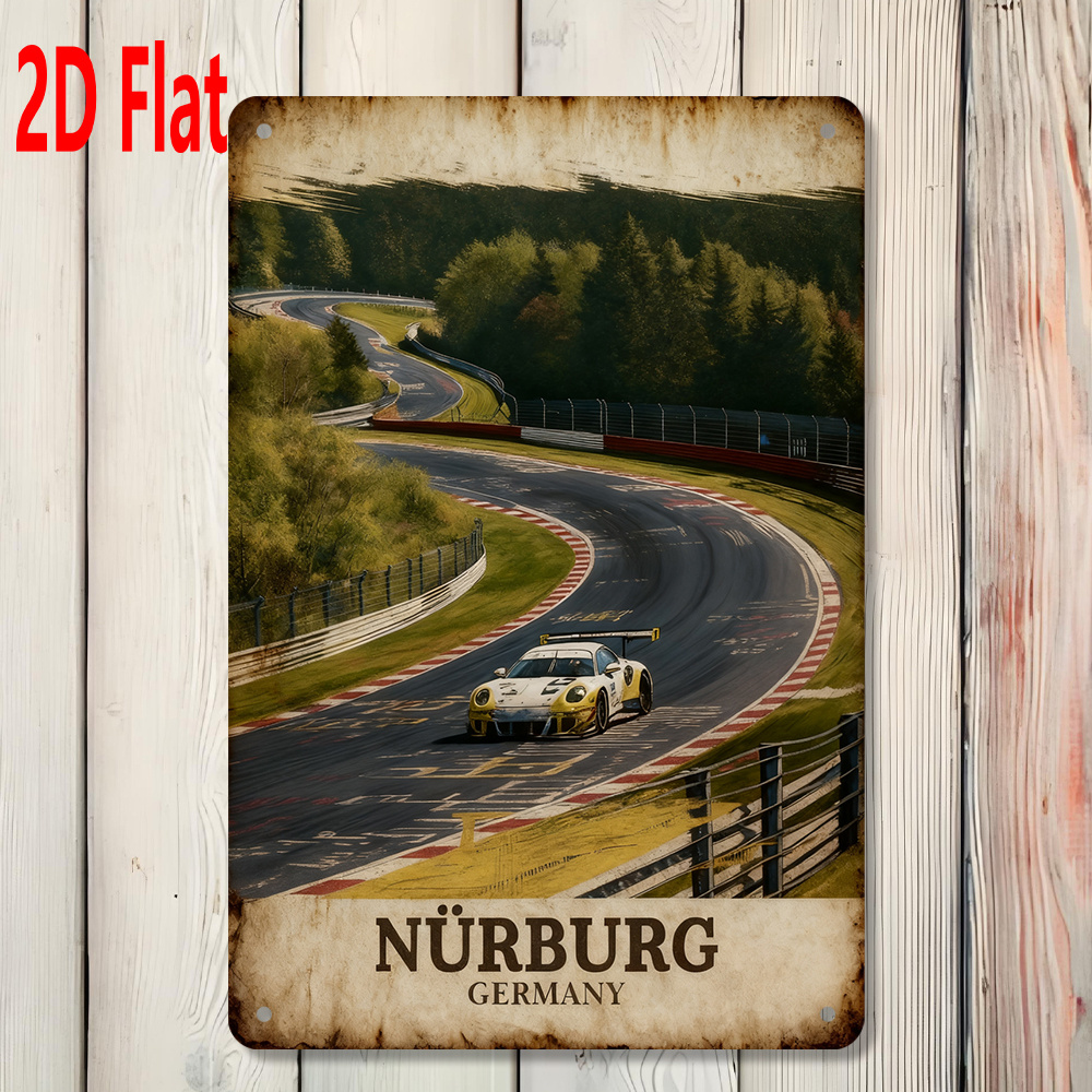 TEMU 2d Flat - 2d/flat, 1pc, Design From Germany, 20×30 Cm Outdoor Sign, Wall Decoration Plaque, Suitable For Study And Garage Decor, Racing-themed