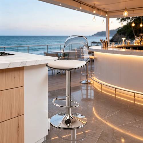 adjustable height swivel bar stool with thick padded cushion heavy duty stainless frame rotating base suitable for outdoor use easy assembly for home bar ideal gift for balcony furniture
