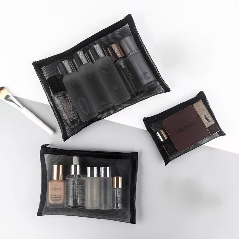 TEMU 3 pièces Trousse de Maquillage en Transparente - Organisateur Cosmétique Portable, Simple et Grande Capacité avec Ouverture Latérale, Trousse de