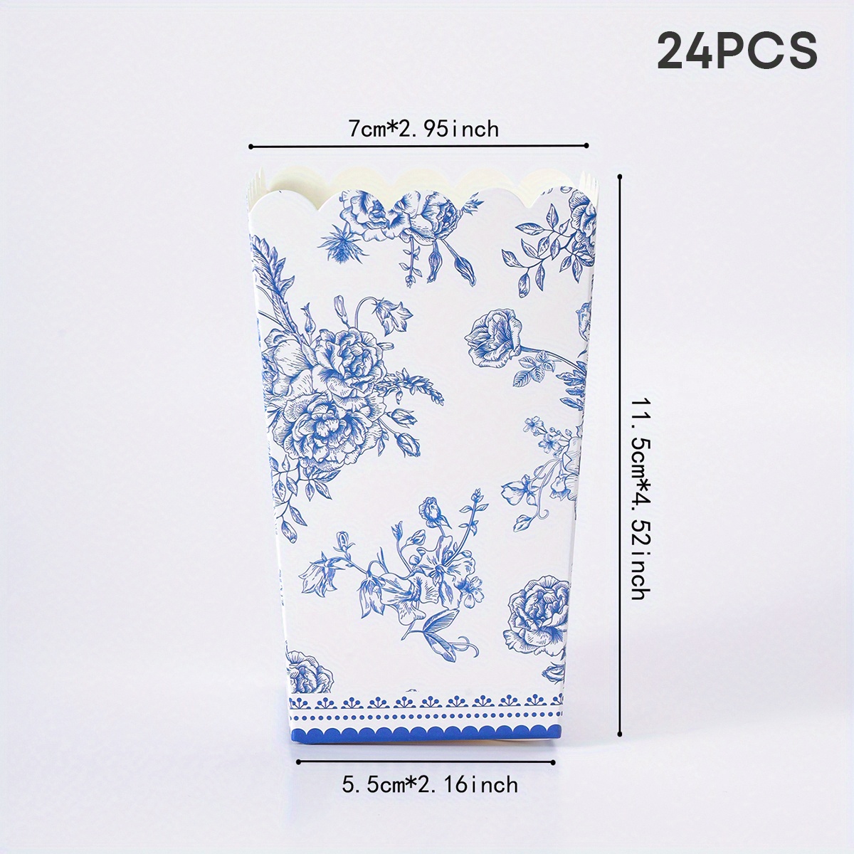 E-shop 10/24 Stück blaue und weiße Porzellanmuster-Boxen, Pommesfritter-Boxen, Popcorn-Becher, Popcorn-Eimer, Geburtstagsparty-Dekorationen und