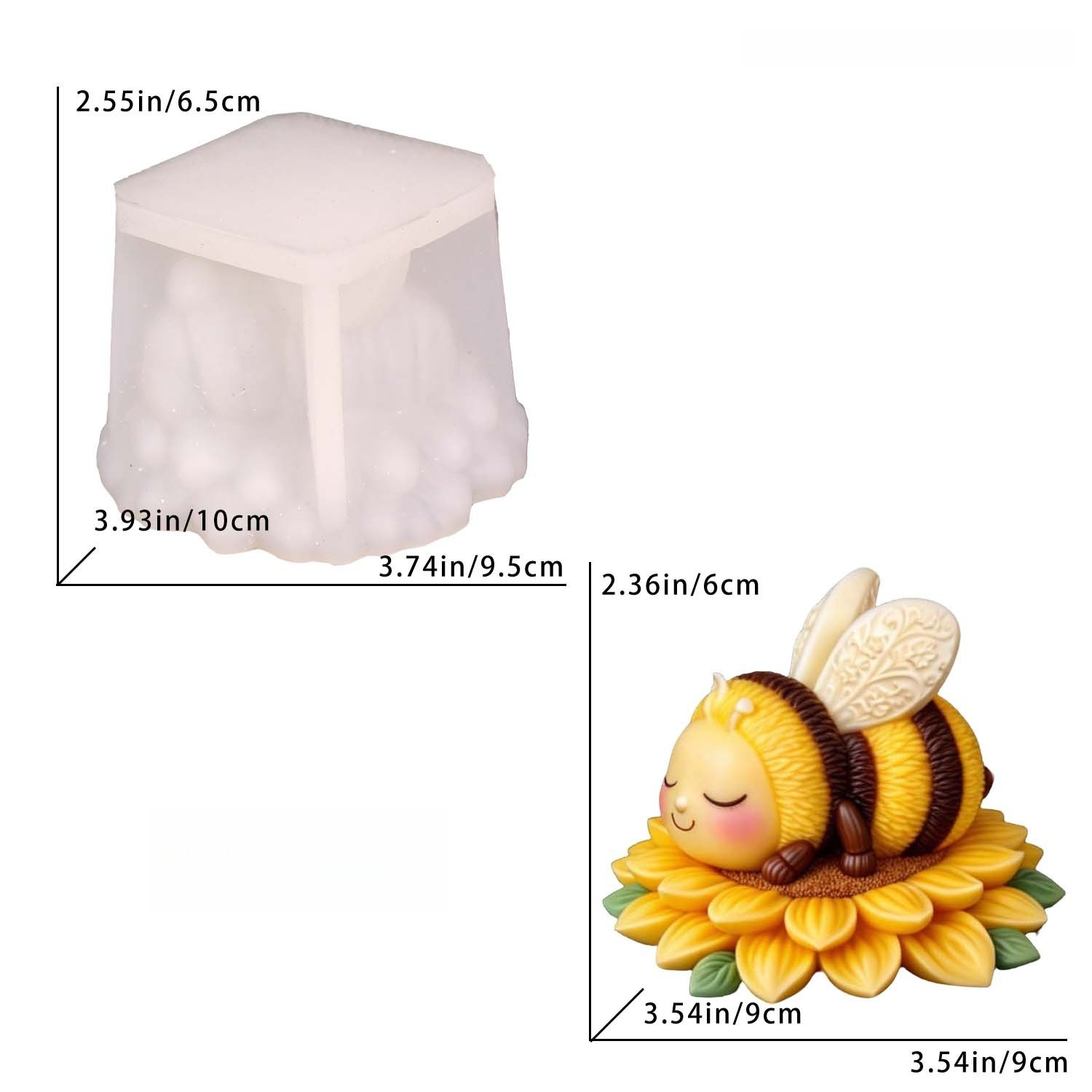 TEMU Moule en silicone résine, Moule de bougie parfumée Abeille dormant, Bougeoir Abeille Ornement créatif de bureau Moule en silicone, pour