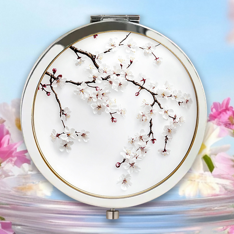TEMU A Single 2d Flat Portable Folding Makeup Mirror Showcasing Vibrant In A Round Design, Ideal For Elevating Your Beauty At Home, While Traveling,