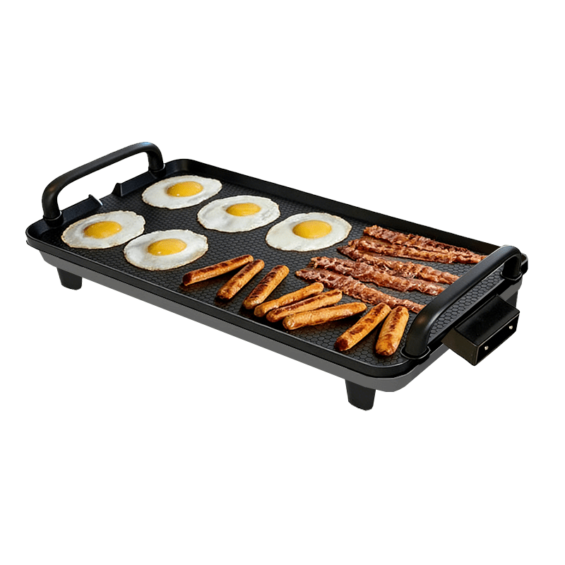 TEMU Electric Griddle, Eggs At, Healthy Coating, Clean Up, Large Submersible Cooking Surface, 16.53" X 8.66", Black