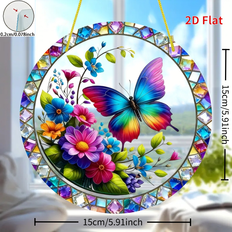 TEMU 2D Platte Ronde Acryl Ornament - Vlinder, Huisdecoratie, Duurzaam Beste Cadeau