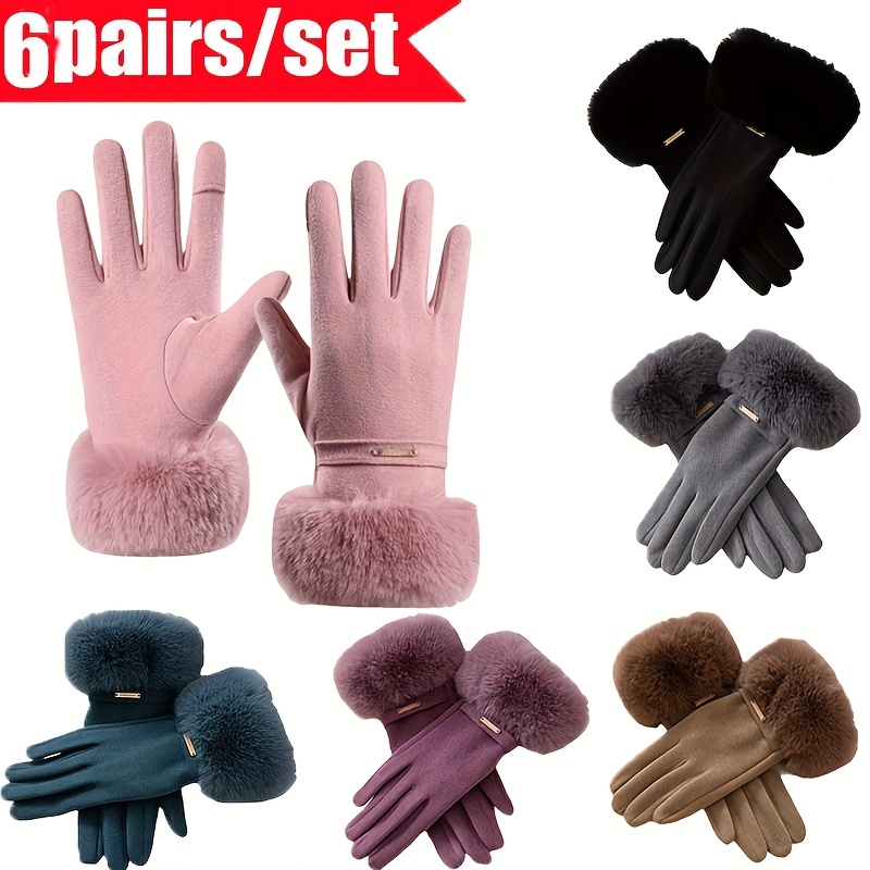 Set Of 6 Stylish Gloves Suitable For Winter And , Machine Washable, Ideal For Cold Weather, Featuring A Neutral Design