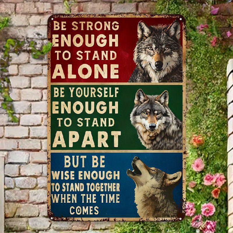 TEMU Wall Decor For Home Kitchen Bathroom Farm Garden Garage, Wolf Metal Sign Wolf Enough Wall Art Vintage Tin Sign Inspirational Sign For Office Living Coffee Shop 8x12inch