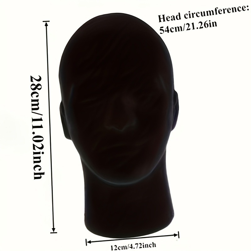 TEMU 1pc Mannequin Head Stand Model, Foam Black Velvet Male Fake Hair Display Model, Mannequin Head With Wig, Used For Hat And Glasses Display