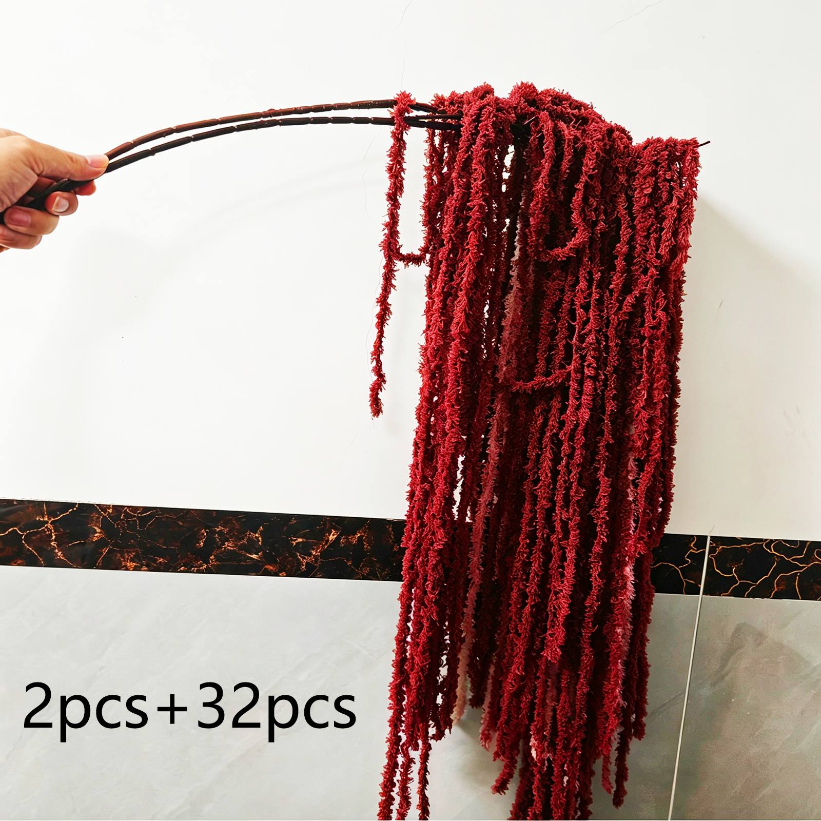 TEMU Ensemble de 34 pièces - Fleurs d' artificielles/Riz suspendu/ d'amoureux - Élégantes glycines rouge vin suspendues, adaptées pour la décoration