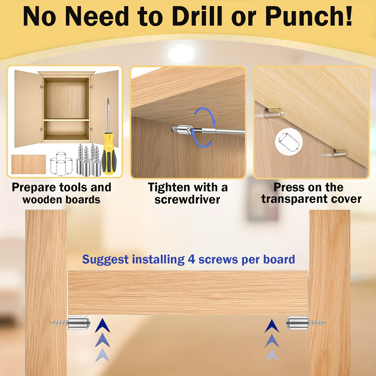 100 Piezas de Soportes para Estante Metálicos, Fundas Antideslizantes y Tornillos Autorroscantes, Kit Integrado de Soporte para Placa Laminada de Muebles y Vidrio con Particiones