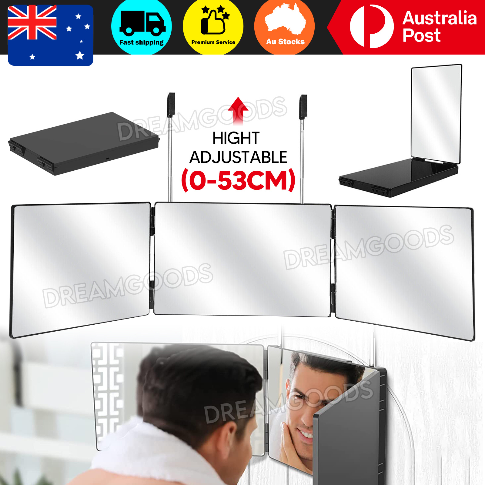 TEMU 3 Way Mirror Hair Cutting Self Haircut Beauty Makeup Hanging 360° View Dreamgoodstore