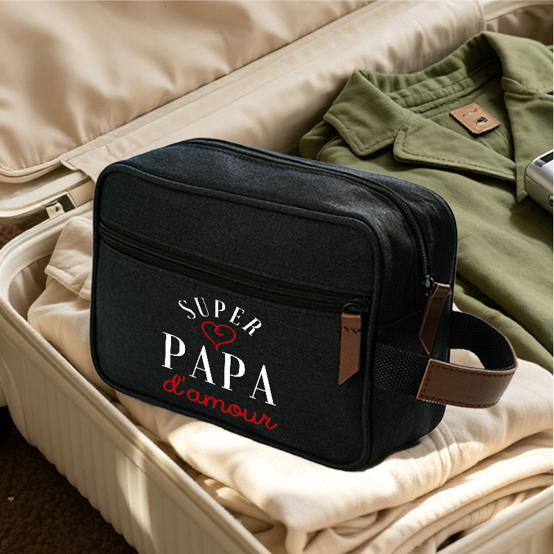 TEMU Trousse de toilette PAPA imprimée grande pour de sport, les et les quotidiens - Cosmétique légère à fermeture éclair avec poignée supérieure,