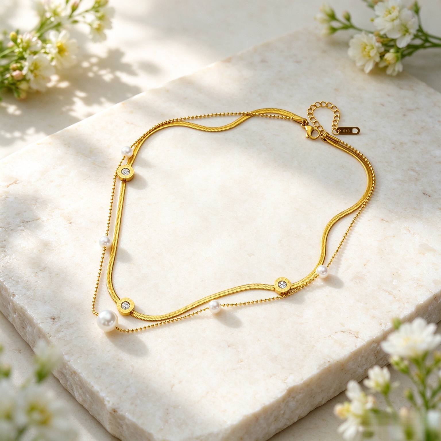 Women's 18K Gold Plated Double-Layer Necklace