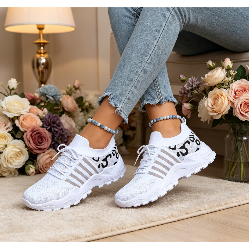 Image of Women's Casual Sneakers, Breathable Knit Upper, Lightweight Sole, Design, -day , Women Shoes
