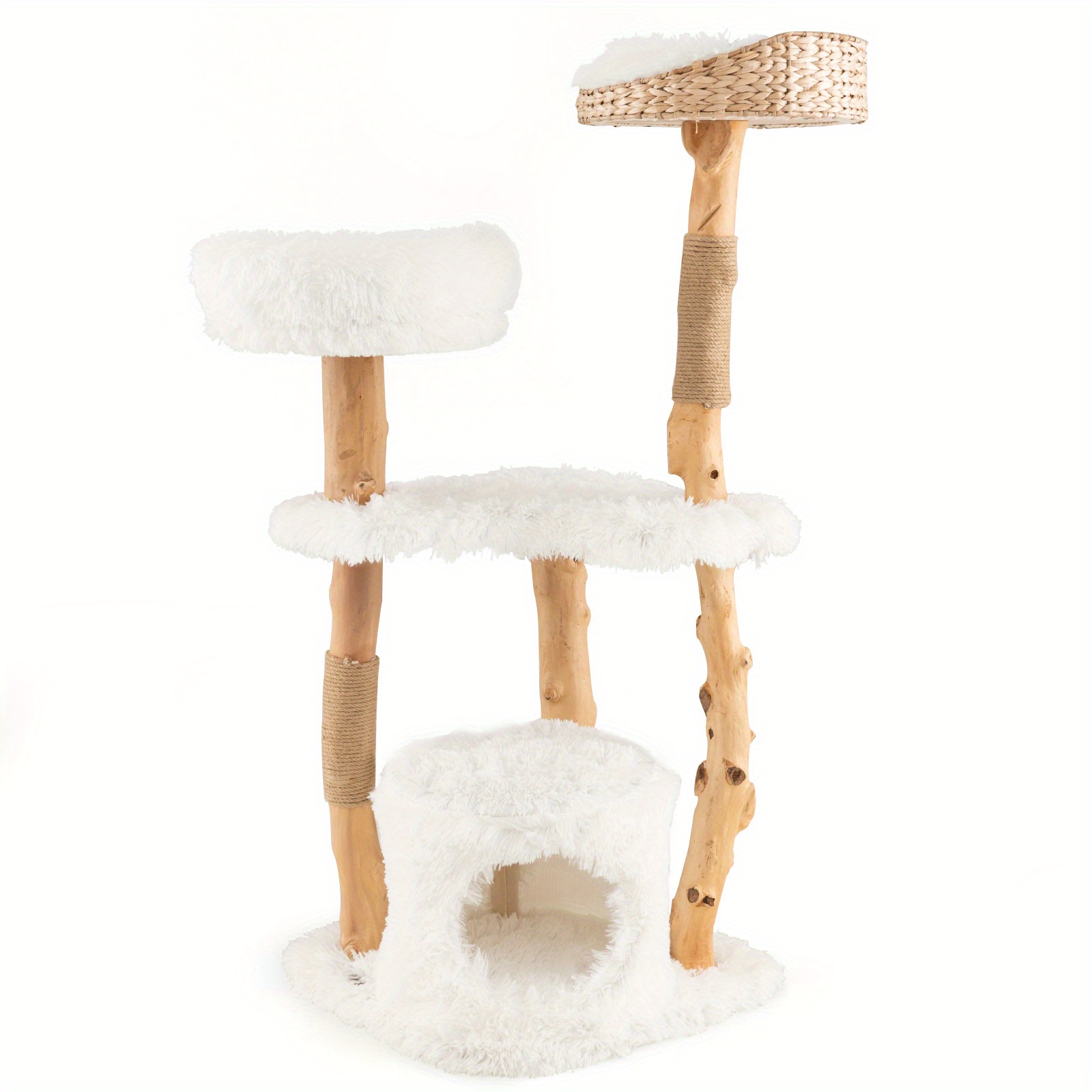 Scratch Tree, Cat Scratch Tree With 2 Platforms, High Seat In Woven Pipe Bolts, Cat Cave And Scratch Columns