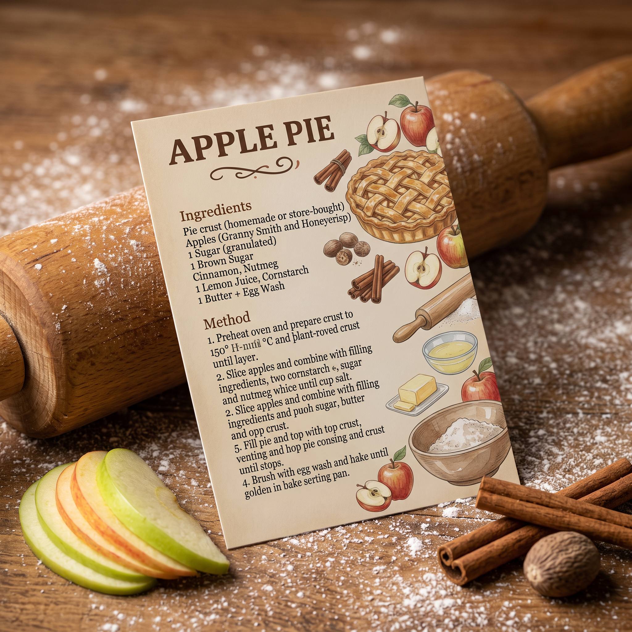 TEMU 20 Nostalgic Rustic-style Dessert Recipe Decorative Cards - Vintage Paper Food Illustration Cards, Including Pie/cookie/tiramisu Recipes,