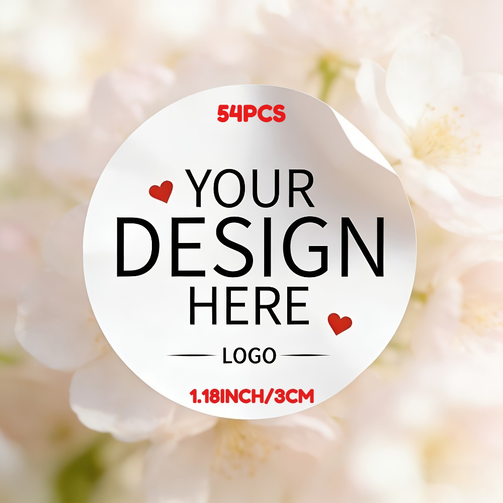 TEMU 54/140/280/420pcs /small Personalized Pvc Stickers Suitable For Occasions, Custom Photo/logo/text Labels, (1.18"/1.57"/1.97"/2.36"/2.76"/3.15")