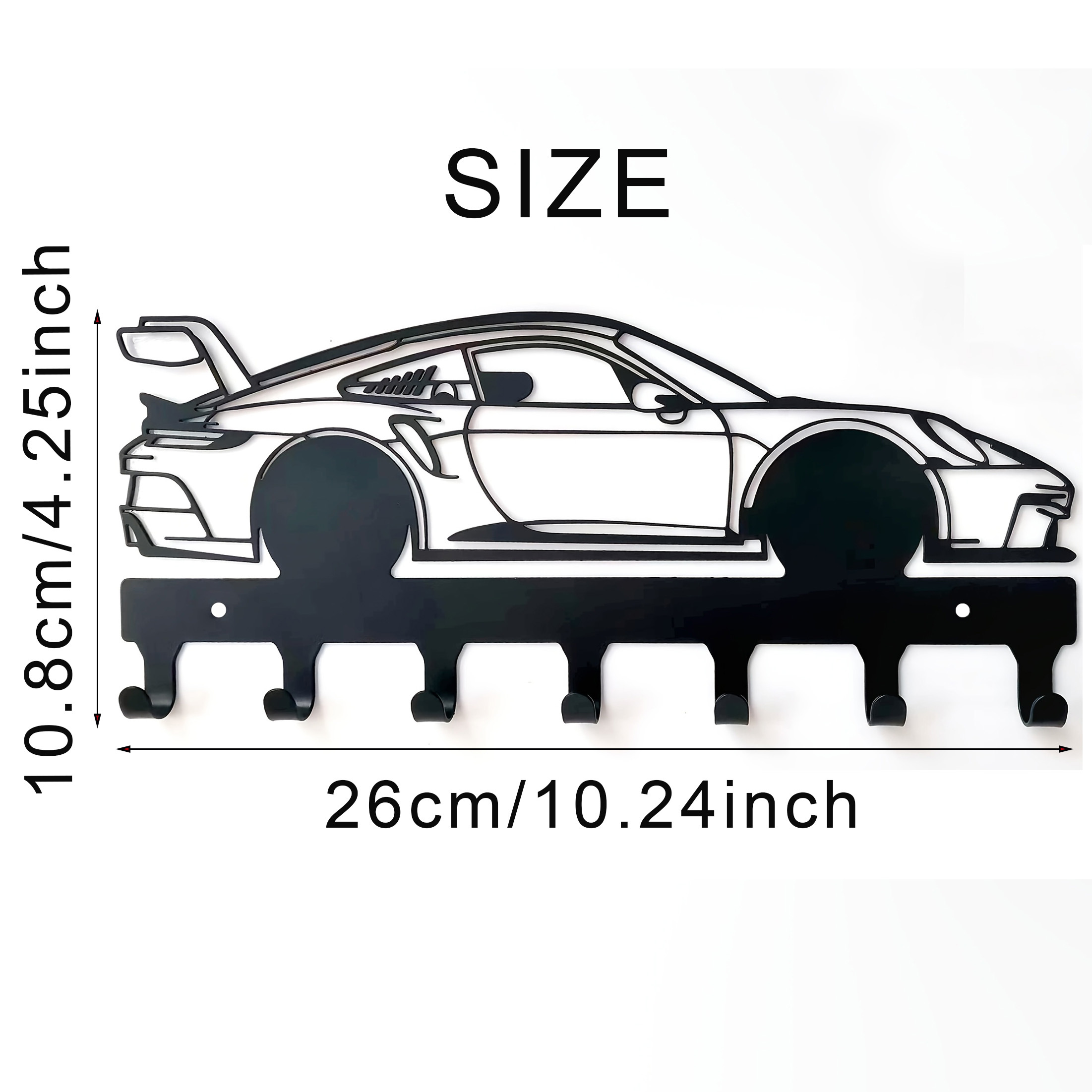 Single Metal Car Key Holder, Black Key Hook, Sturdy Coating, , No Batteries Required, Ideal For Home Organization And Decor