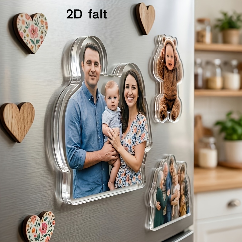 TEMU Custom Photo Magnets Suitable For Fridge - Personalized Hexagonal Acrylic Photo Frames With Backing, Irregular-shaped Picture Magnets For,
