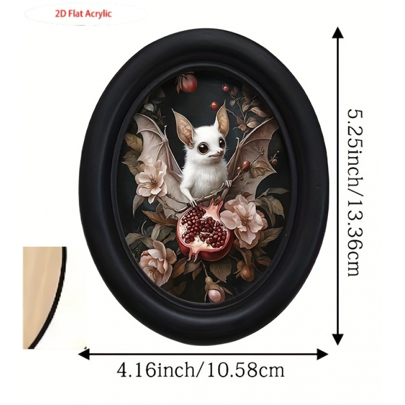TEMU 2d Flat Gothic Style Oval Wooden Decor - Wall Decoration With Cute And Design, , Suitable For Home And Office Decor, Halloween Holiday