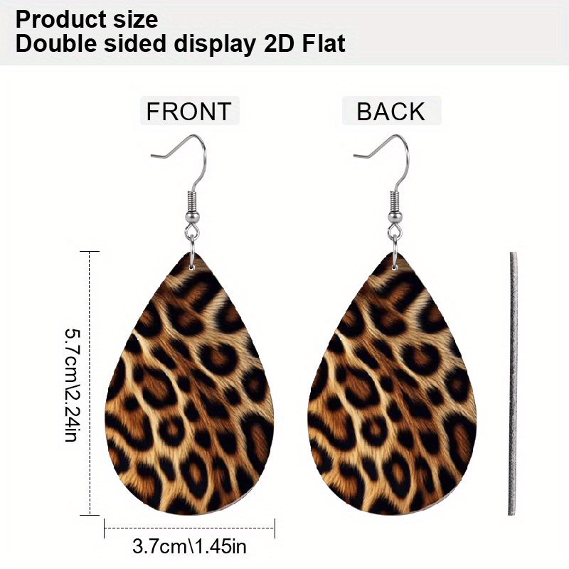 Women's Fall Gift Leopard Print PU Drop Earrings, Fashionable